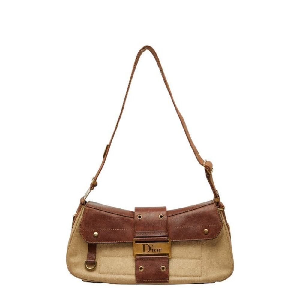 Dior Coated Canvas Street Chic Shoulder Bag Beige